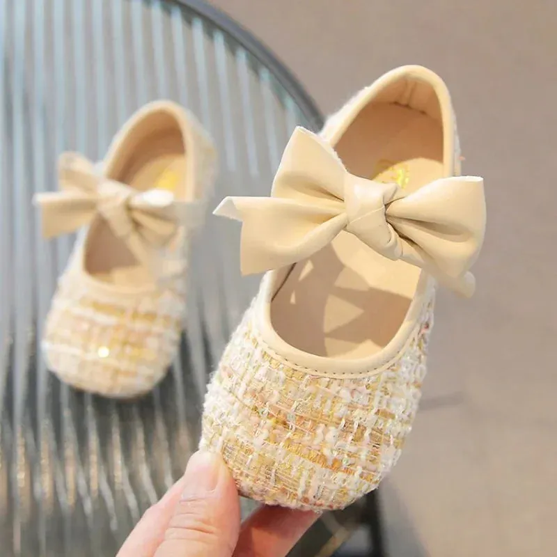 21-30 Spring Fashion Bow Baby Girl Party Shoes for Kids Shoes Children Dress Black Shoe Due To Princesses Cloth Art Leather Shoe