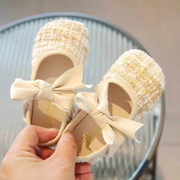 21-30 Spring Fashion Bow Baby Girl Party Shoes for Kids Shoes Children Dress Black Shoe Due To Princesses Cloth Art Leather Shoe