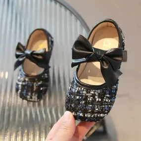 21-30 Spring Fashion Bow Baby Girl Party Shoes for Kids Shoes Children Dress Black Shoe Due To Princesses Cloth Art Leather Shoe