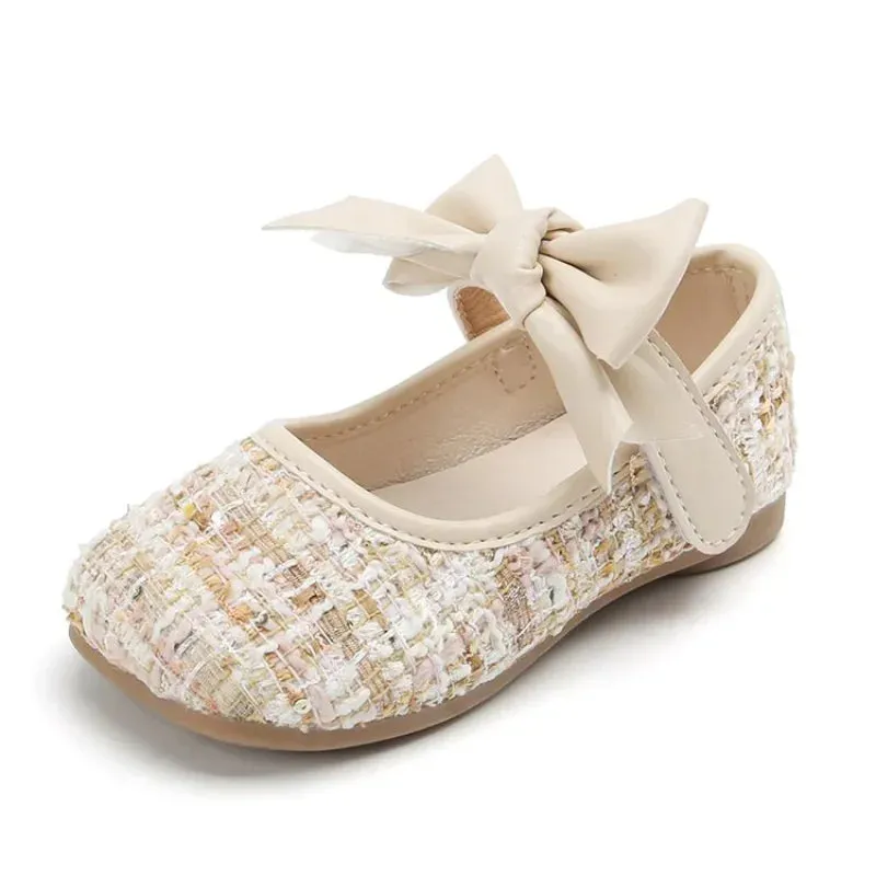 21-30 Spring Fashion Bow Baby Girl Party Shoes for Kids Shoes Children Dress Black Shoe Due To Princesses Cloth Art Leather Shoe
