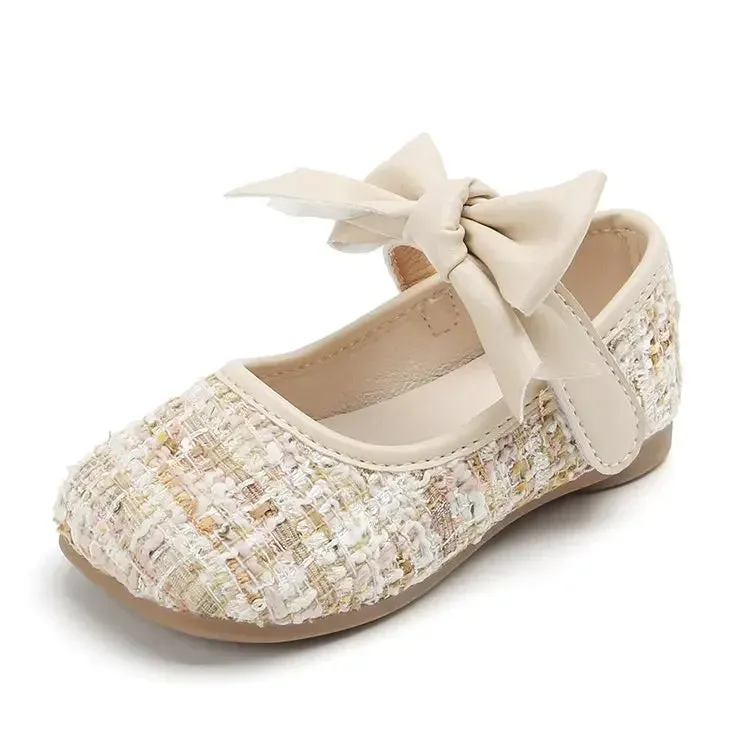 21-30 Spring Fashion Bow Baby Girl Party Shoes for Kids Shoes Children Dress Black Shoe Due To Princesses Cloth Art Leather Shoe