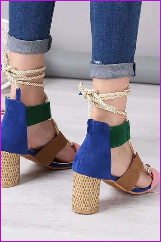 8 Colors Fashion Rope Pumps High Heel Sandal Shoes F174