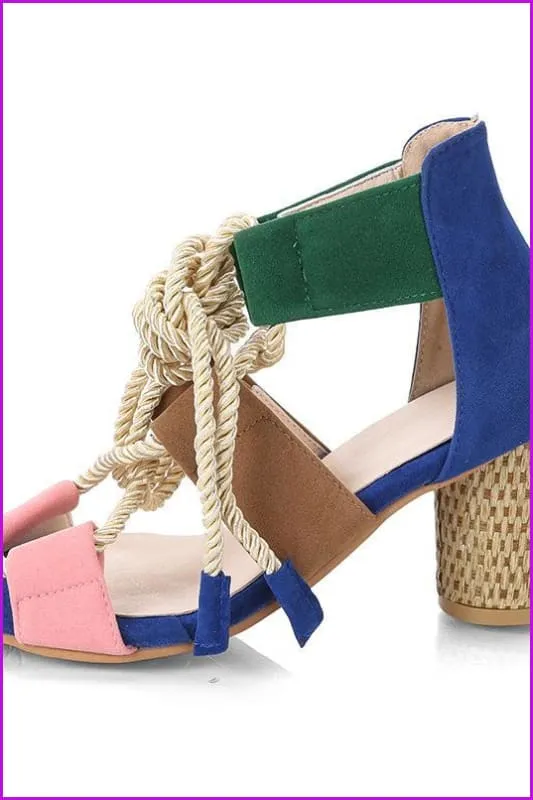 8 Colors Fashion Rope Pumps High Heel Sandal Shoes F174