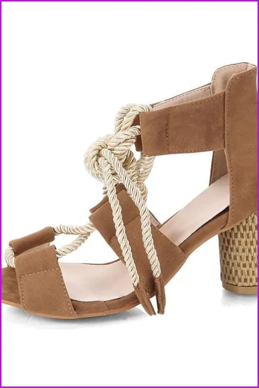 8 Colors Fashion Rope Pumps High Heel Sandal Shoes F174