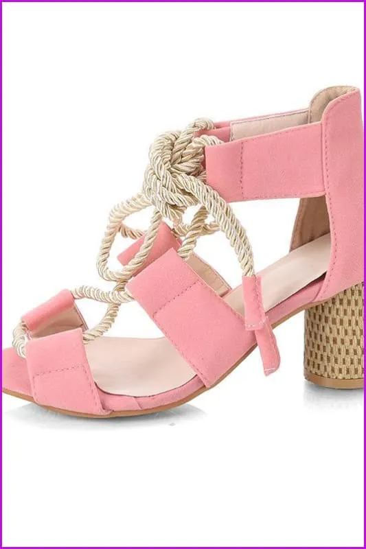 8 Colors Fashion Rope Pumps High Heel Sandal Shoes F174
