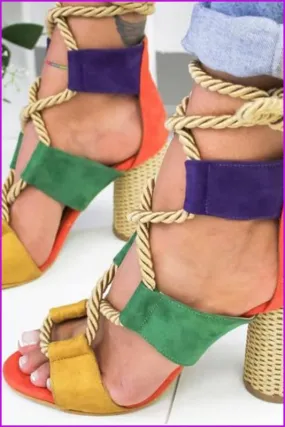 8 Colors Fashion Rope Pumps High Heel Sandal Shoes F174