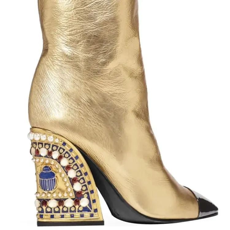 Bejeweled Wedge Laarzen met Juweelversiering