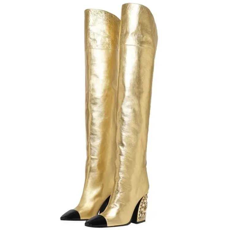 Bejeweled Wedge Laarzen met Juweelversiering