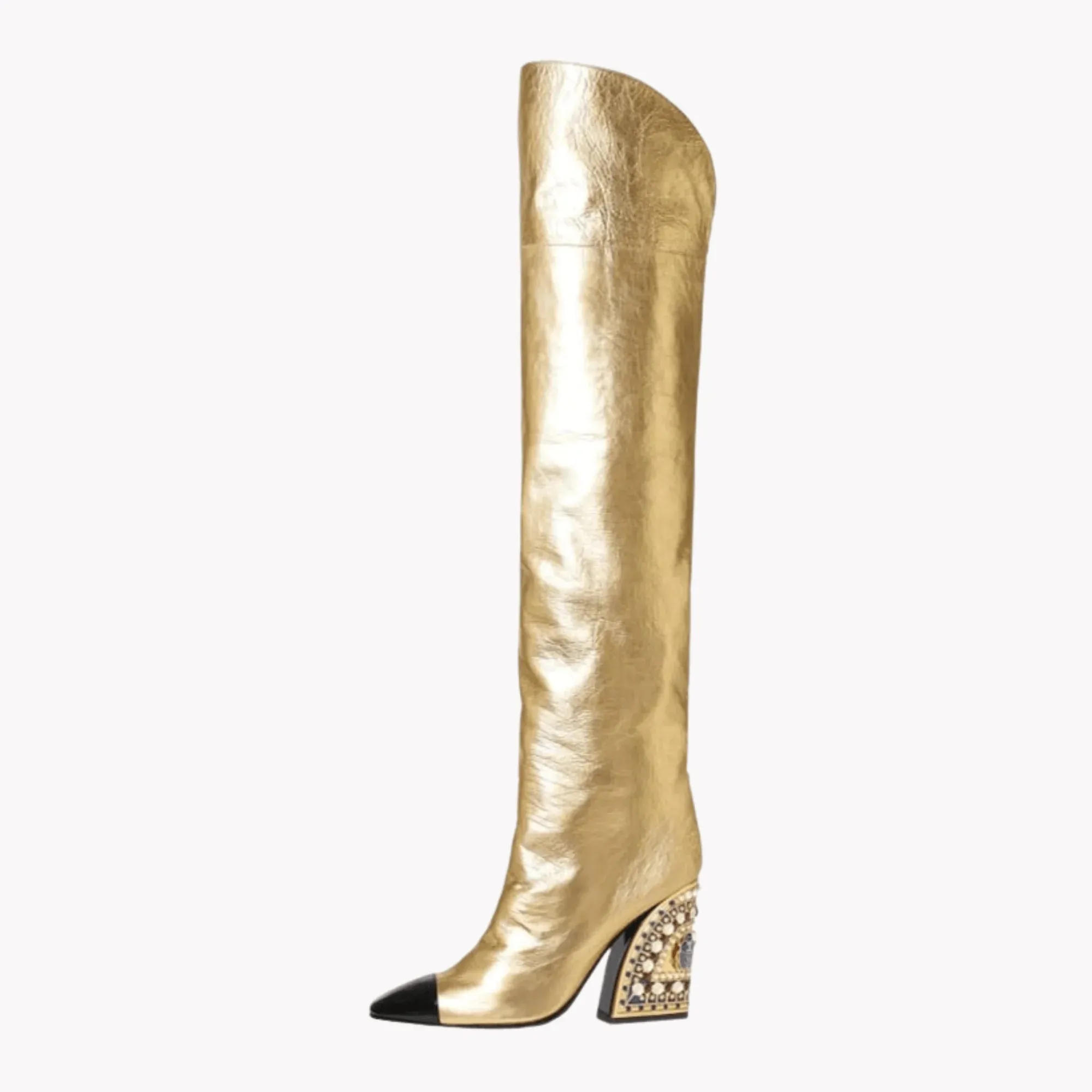 Bejeweled Wedge Laarzen met Juweelversiering