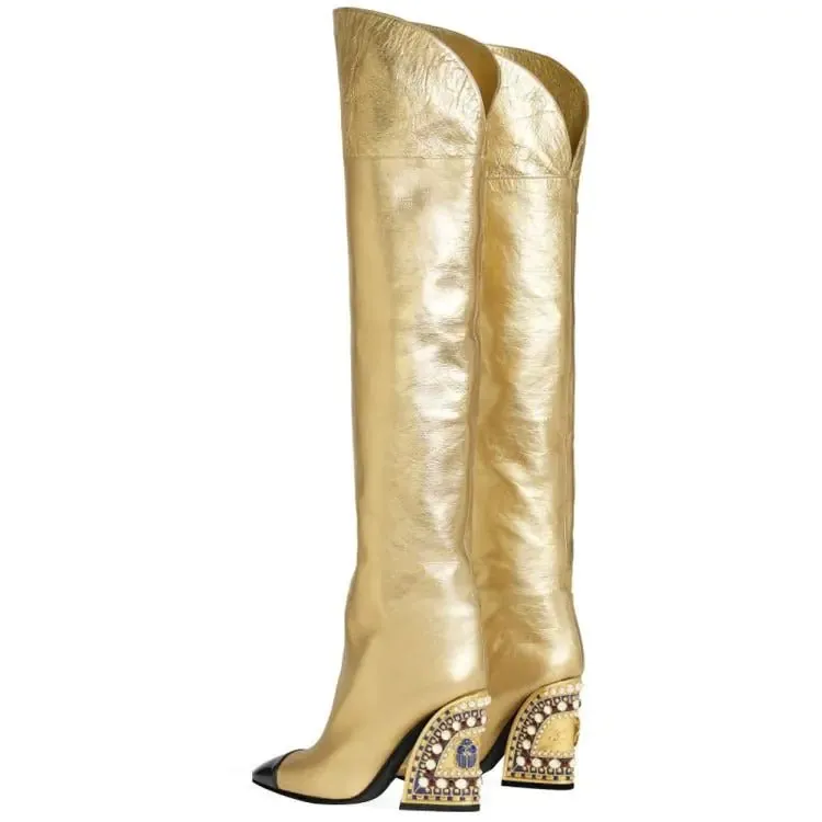 Bejeweled Wedge Laarzen met Juweelversiering