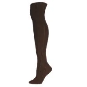 Brown Pebble Rib Over The Knee Socks (Women's)
