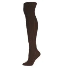 Brown Pebble Rib Over The Knee Socks (Women's)