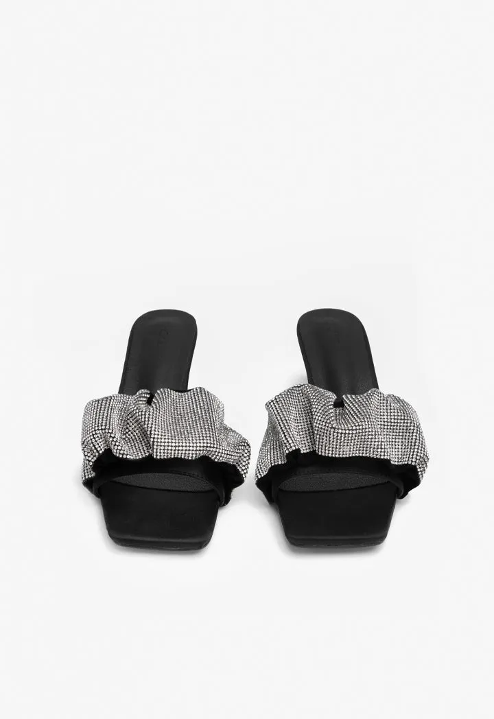 Choice Crystal Encrusted Flat Shoes Black