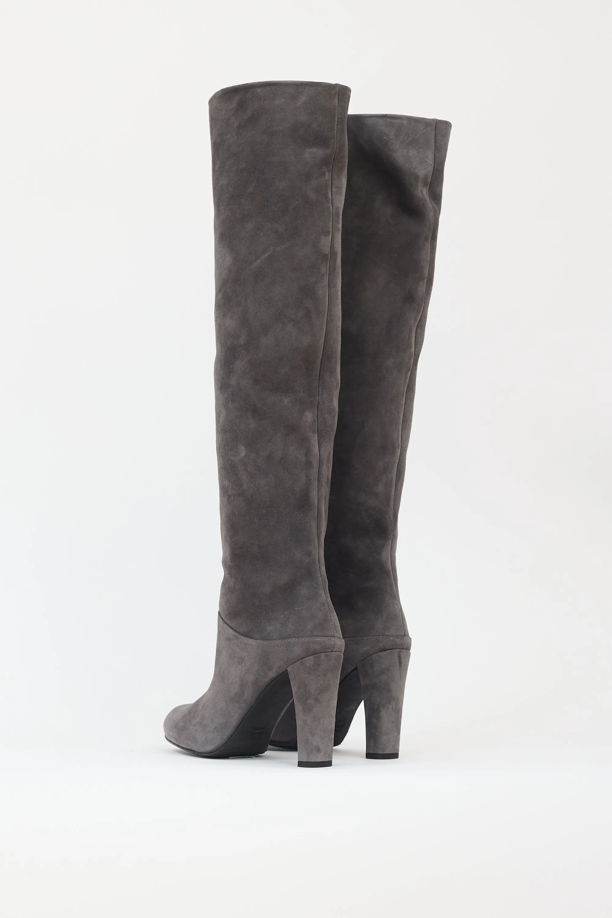 Dark Grey Suede Over The Knee Boot