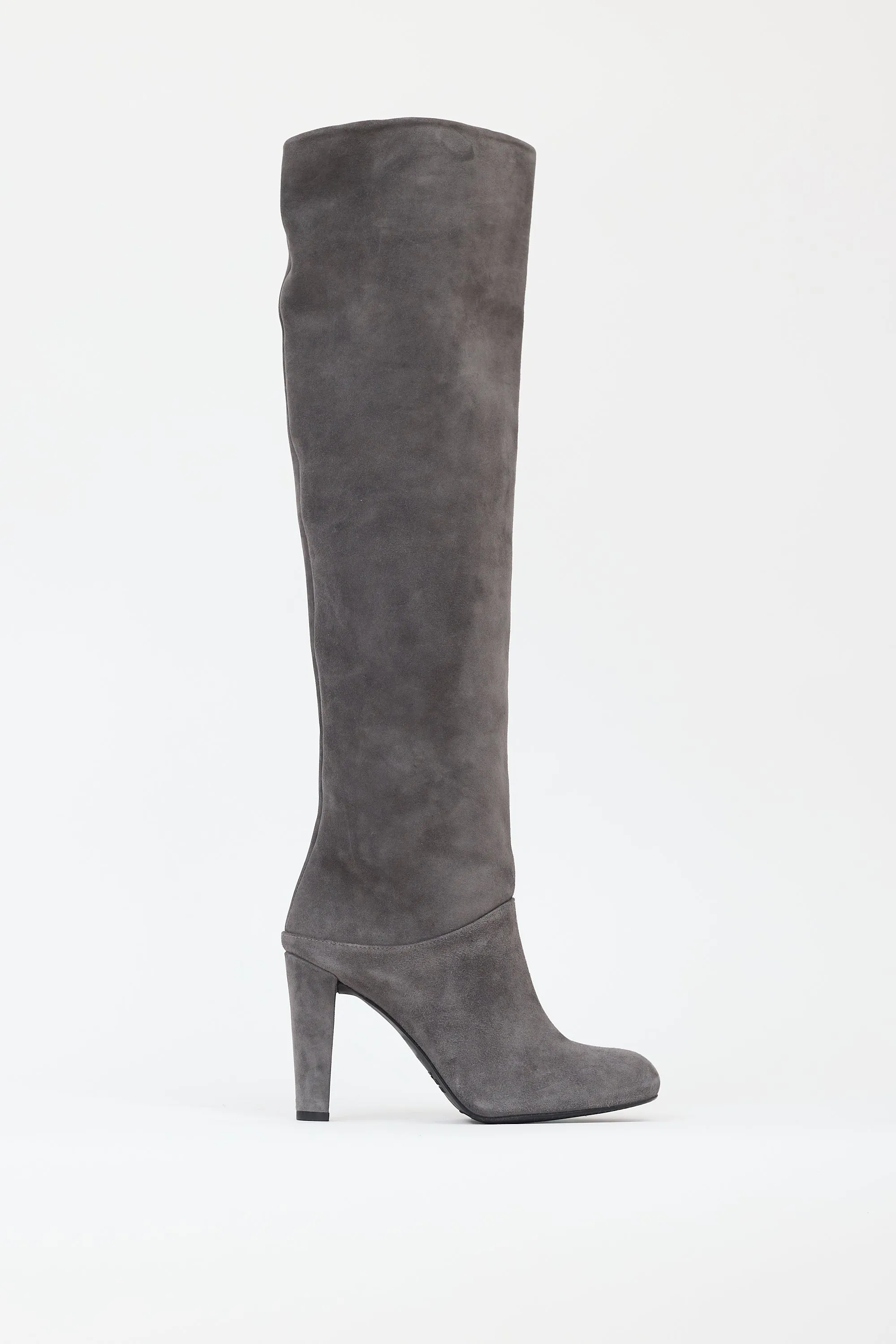 Dark Grey Suede Over The Knee Boot