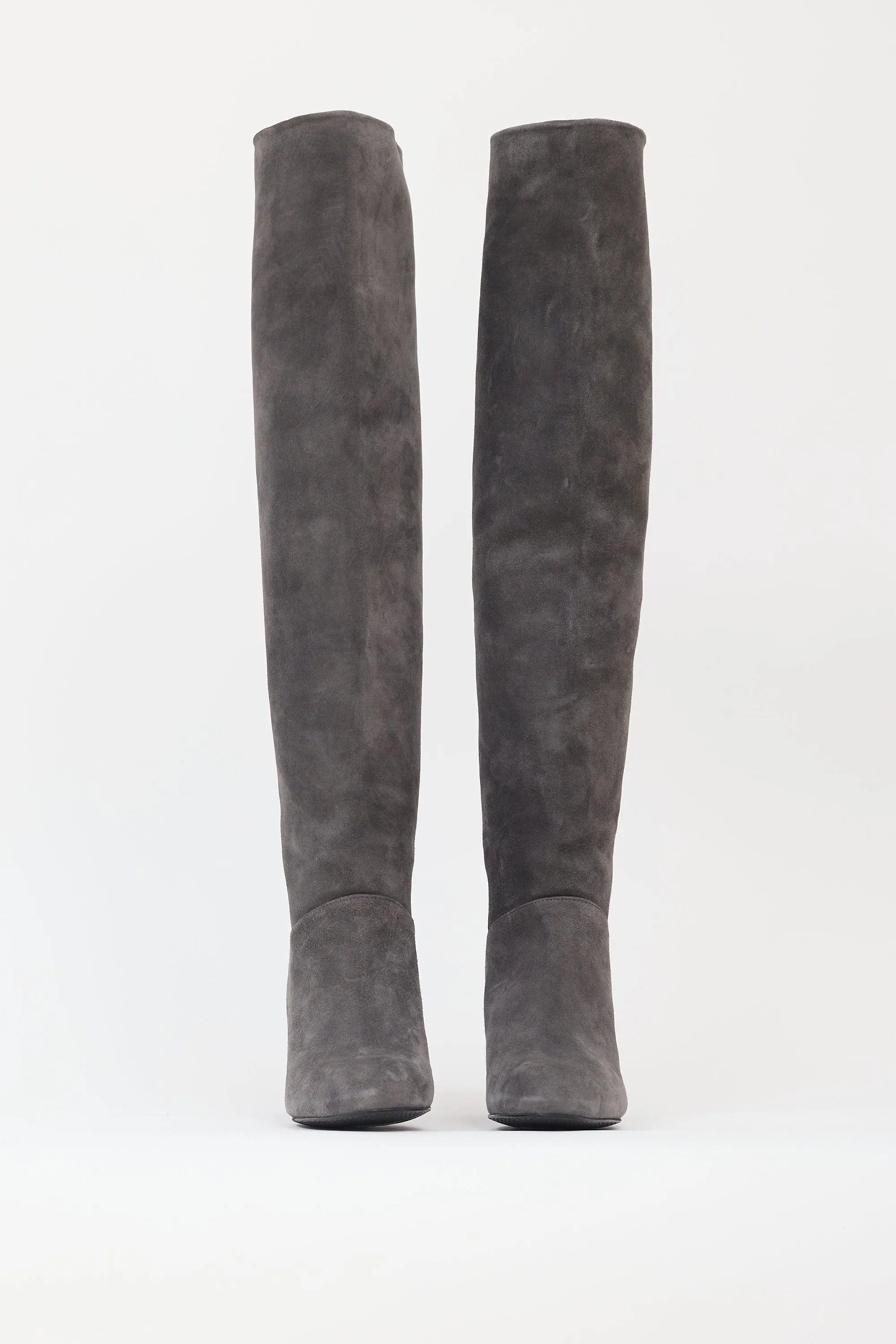 Dark Grey Suede Over The Knee Boot