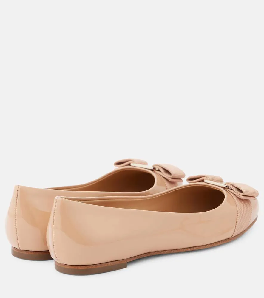 Ferragamo Varina bow-detail patent leather ballet flats