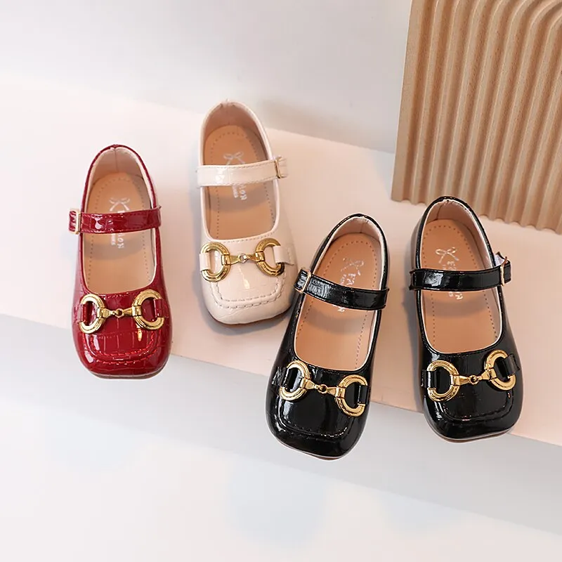 Girls Leather Shoes Children Mary Janes For Girl Metal Buckle Classic Fashion Kids Flats Spring Autumn For Party Soft