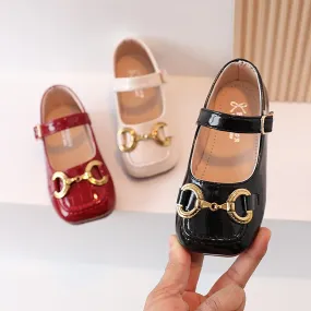 Girls Leather Shoes Children Mary Janes For Girl Metal Buckle Classic Fashion Kids Flats Spring Autumn For Party Soft