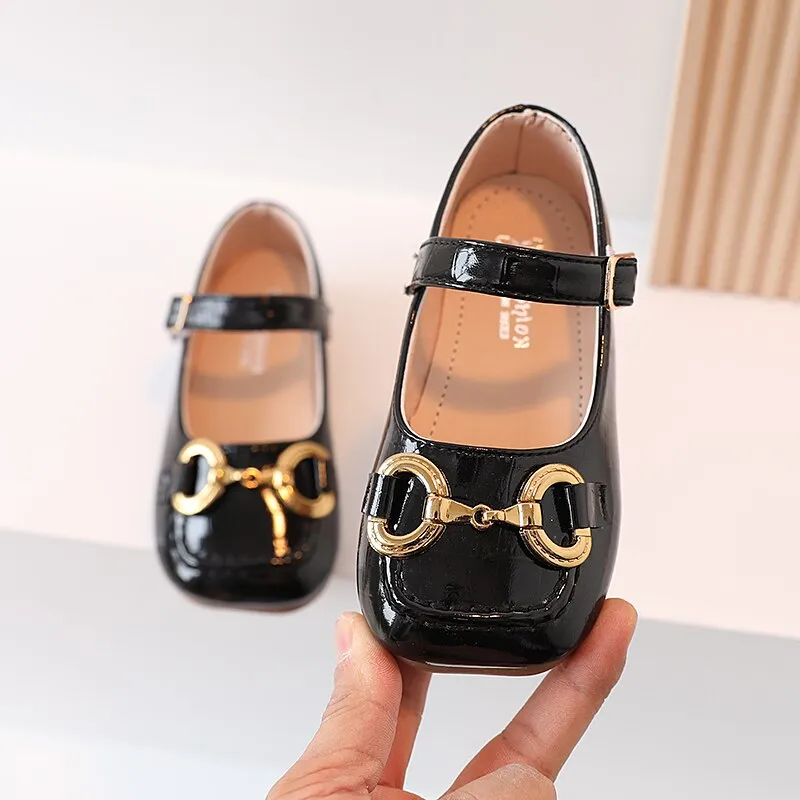 Girls Leather Shoes Children Mary Janes For Girl Metal Buckle Classic Fashion Kids Flats Spring Autumn For Party Soft