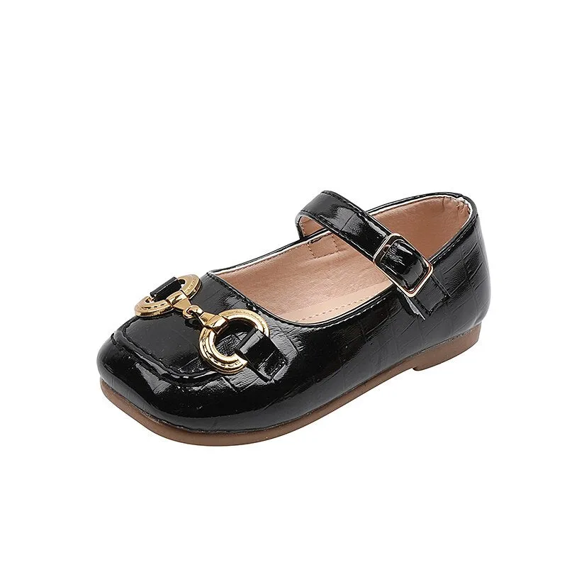 Girls Leather Shoes Children Mary Janes For Girl Metal Buckle Classic Fashion Kids Flats Spring Autumn For Party Soft