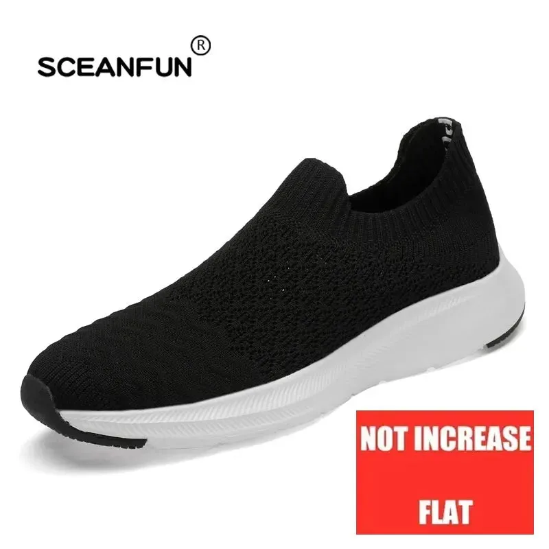 Increase Shoes Thick Soles Lift 6cm Black White Sneakers For Men Casual Shoes Mesh Elevator Sports Tenis Masculino