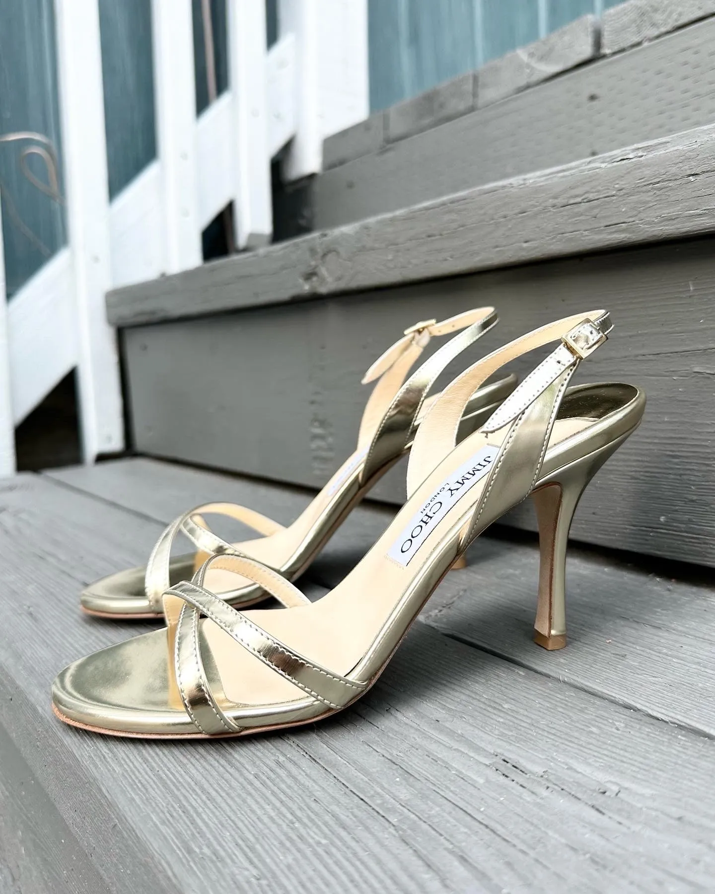 JIMMY CHOO Leather High Heel Slingback Sandals
