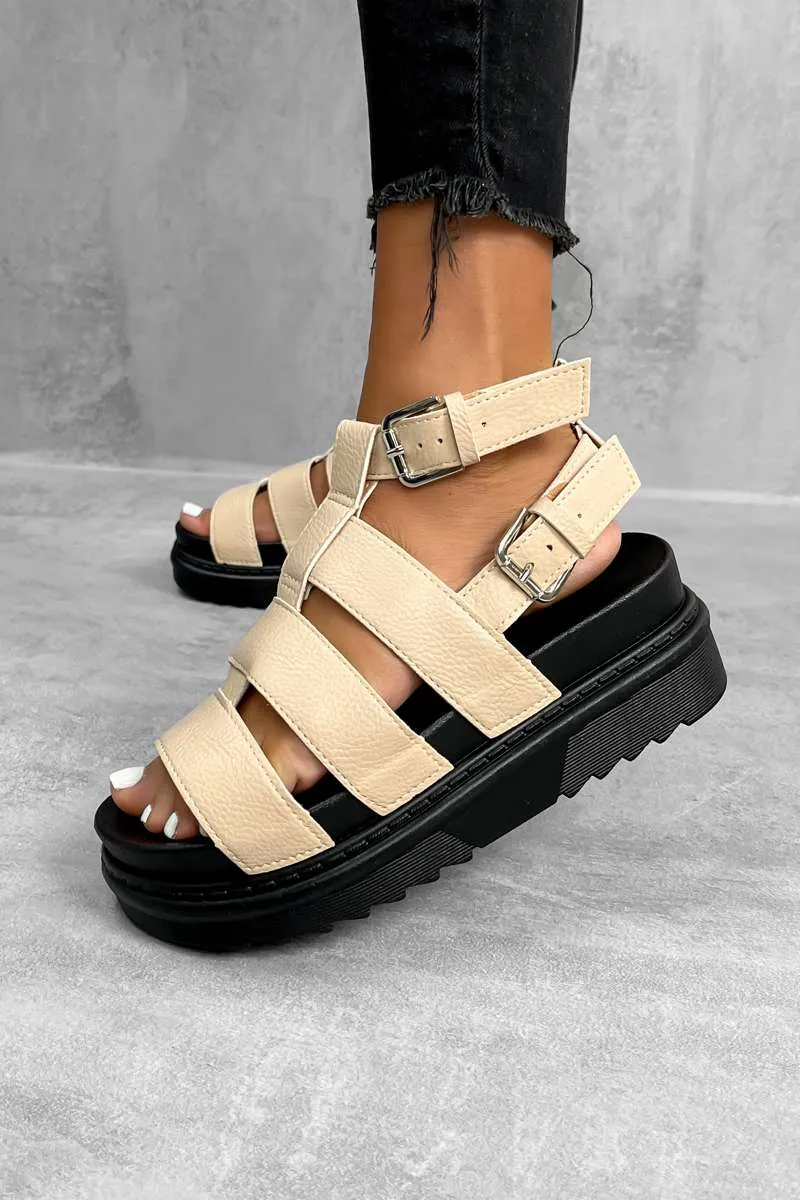 MAKE ME Chunky Gladiator Sandals - Beige