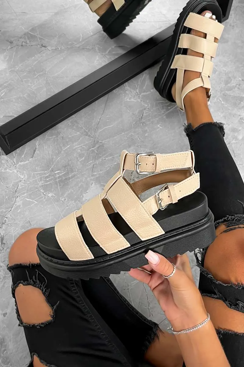 MAKE ME Chunky Gladiator Sandals - Beige