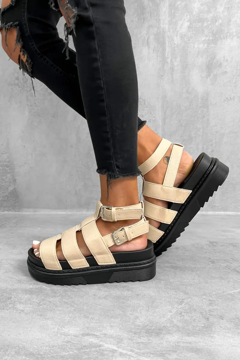 MAKE ME Chunky Gladiator Sandals - Beige