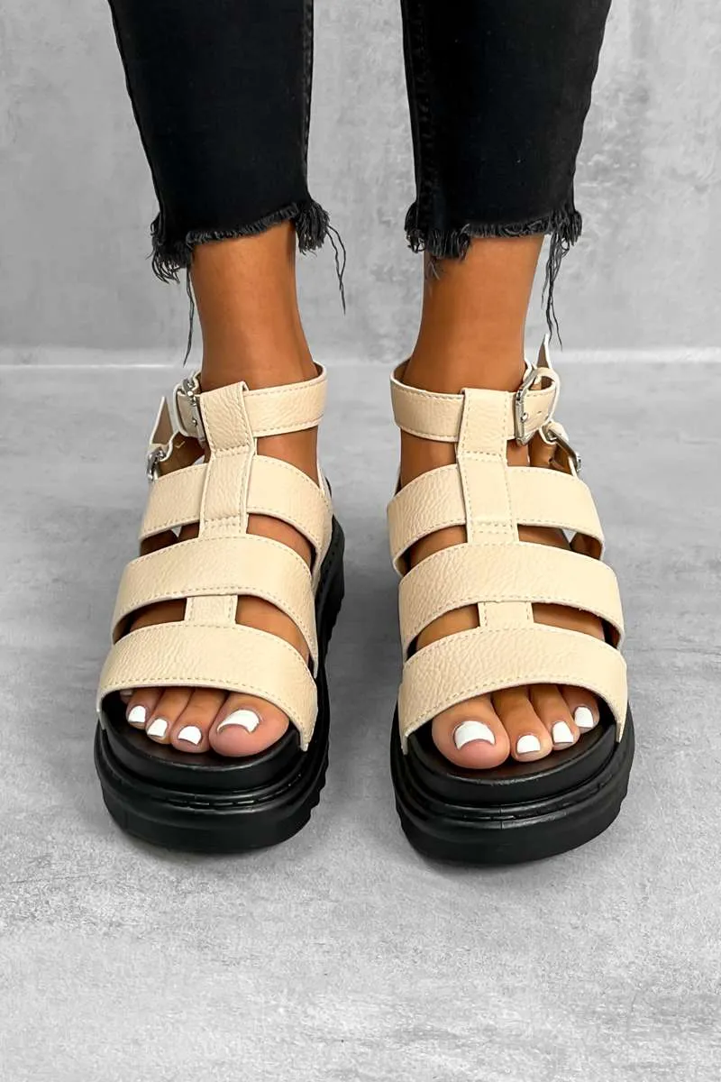 MAKE ME Chunky Gladiator Sandals - Beige