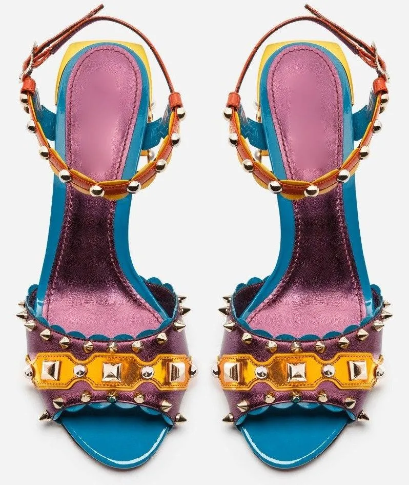 Multi Metallic Studded Sandals