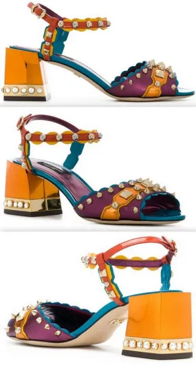 Multi Metallic Studded Sandals