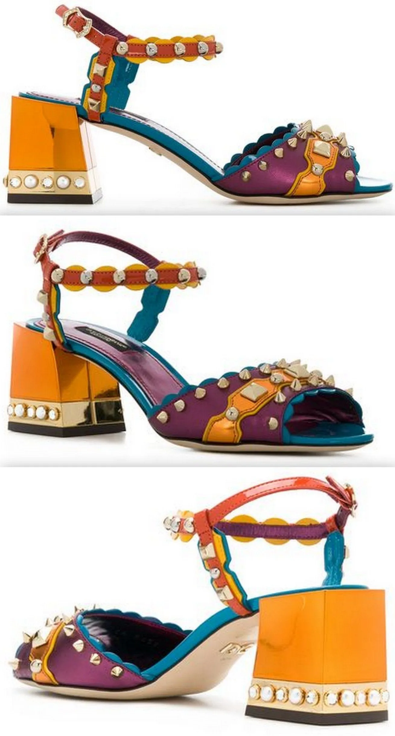 Multi Metallic Studded Sandals