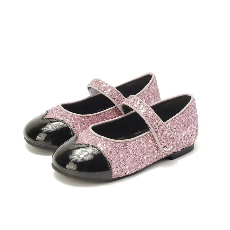 New 2024 Kids Fashion Mary Jane Shoes Girls Dance Princess Shoes Baby Toddler Glitter Non-slip Sandals Soft Sole Leather Flats