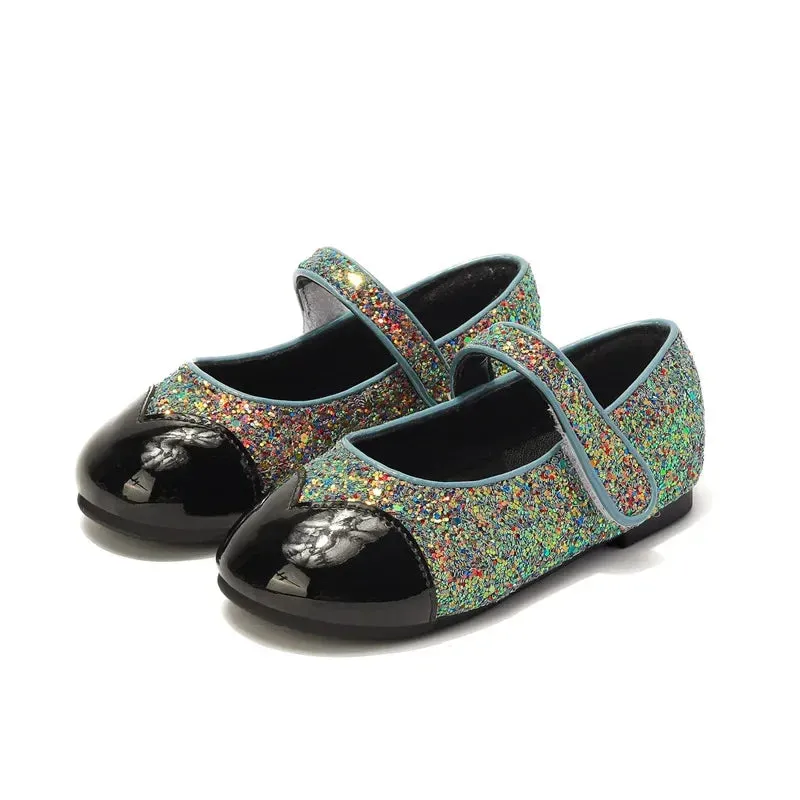 New 2024 Kids Fashion Mary Jane Shoes Girls Dance Princess Shoes Baby Toddler Glitter Non-slip Sandals Soft Sole Leather Flats