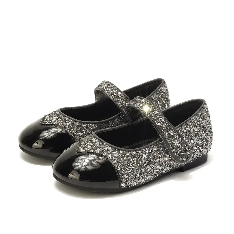 New 2024 Kids Fashion Mary Jane Shoes Girls Dance Princess Shoes Baby Toddler Glitter Non-slip Sandals Soft Sole Leather Flats