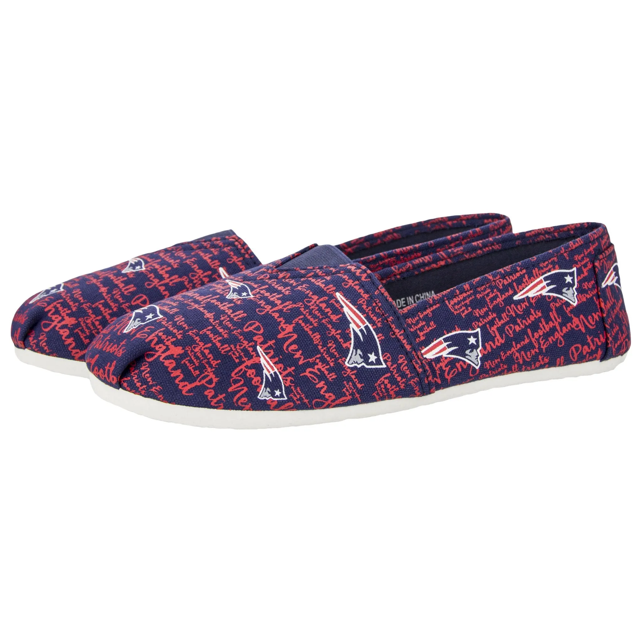 New England Patriots NFL Womens Script Print Canvas Shoes
