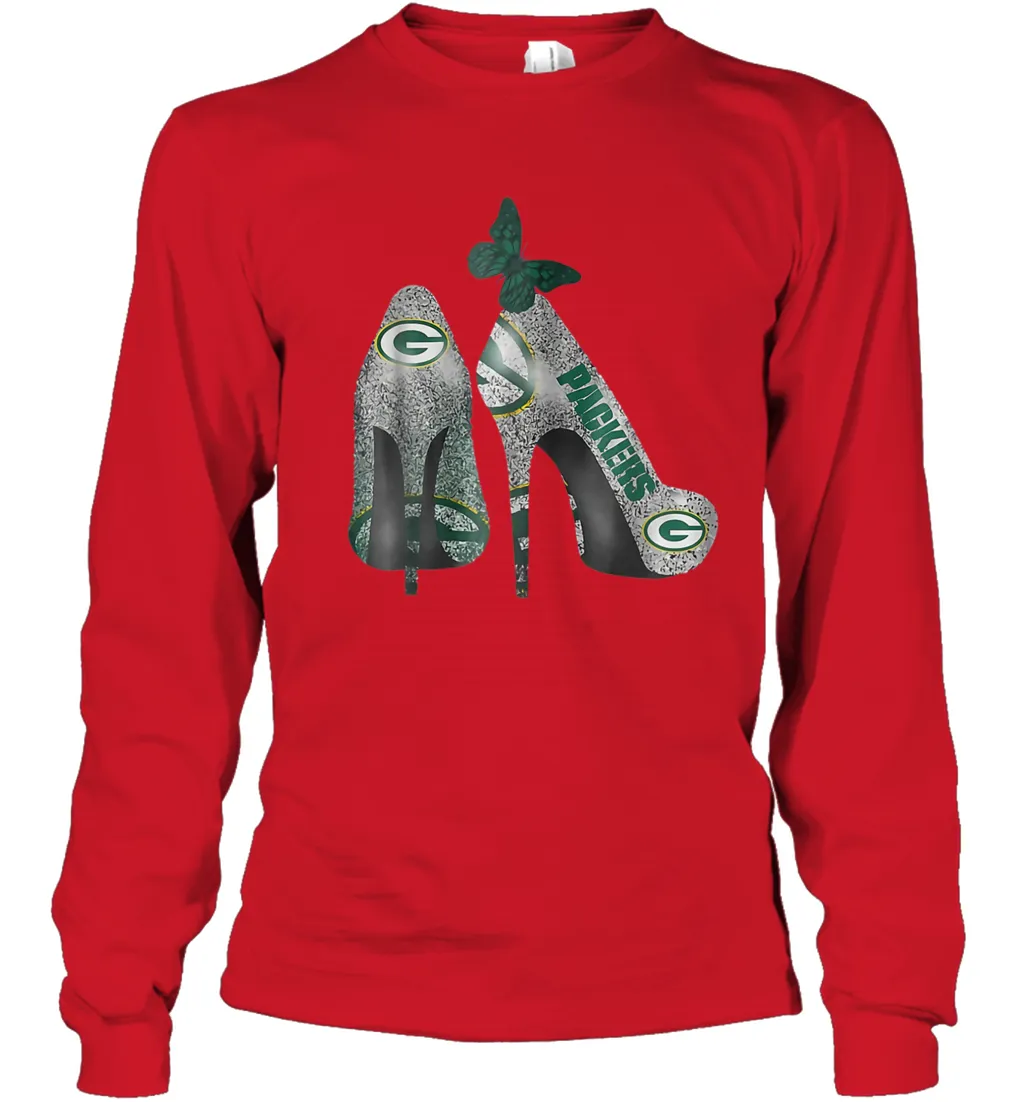 NFL Green Bay Packers Rhinestone High Heels Youth Long Sleeve T-Shirt