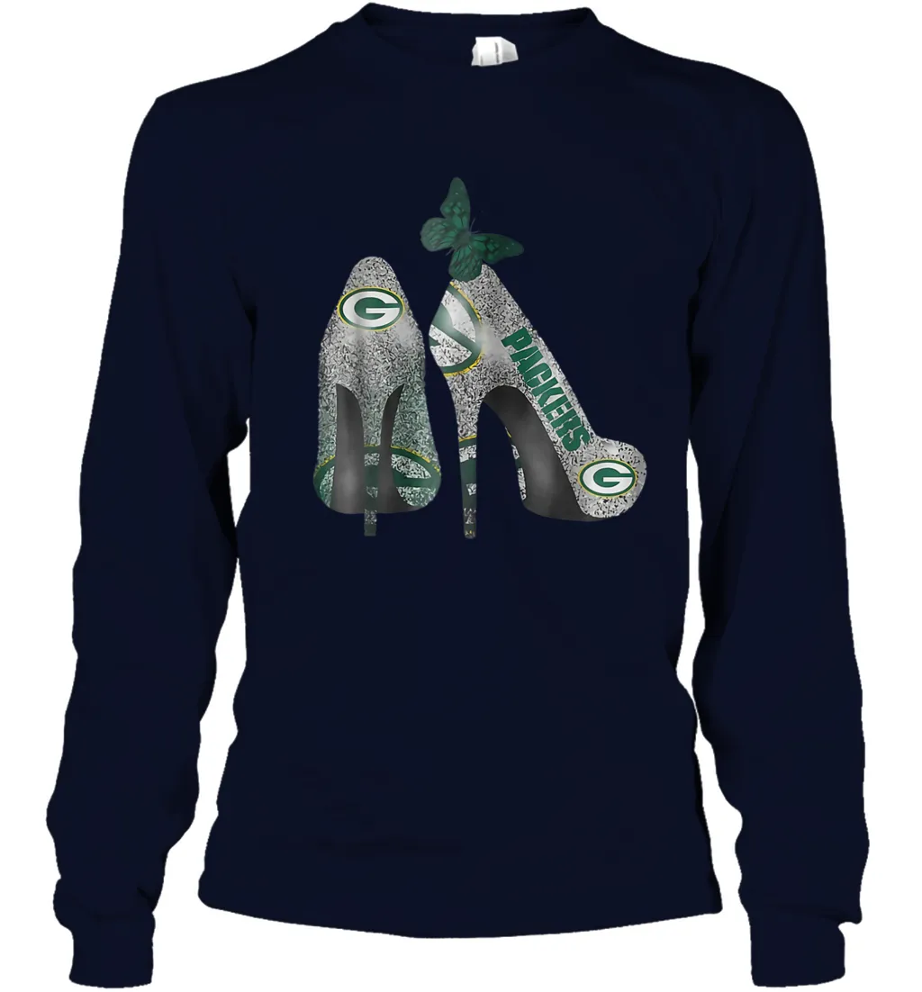NFL Green Bay Packers Rhinestone High Heels Youth Long Sleeve T-Shirt