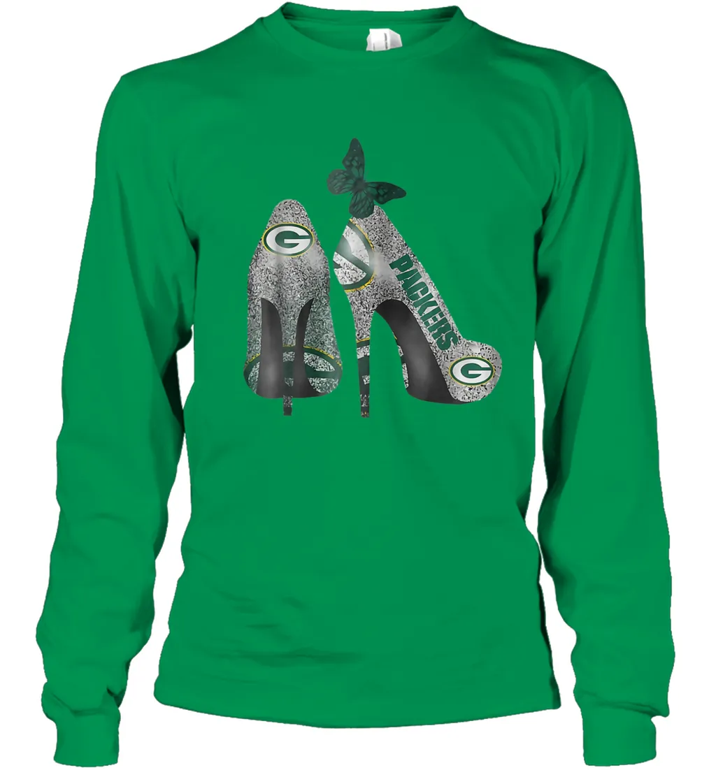 NFL Green Bay Packers Rhinestone High Heels Youth Long Sleeve T-Shirt