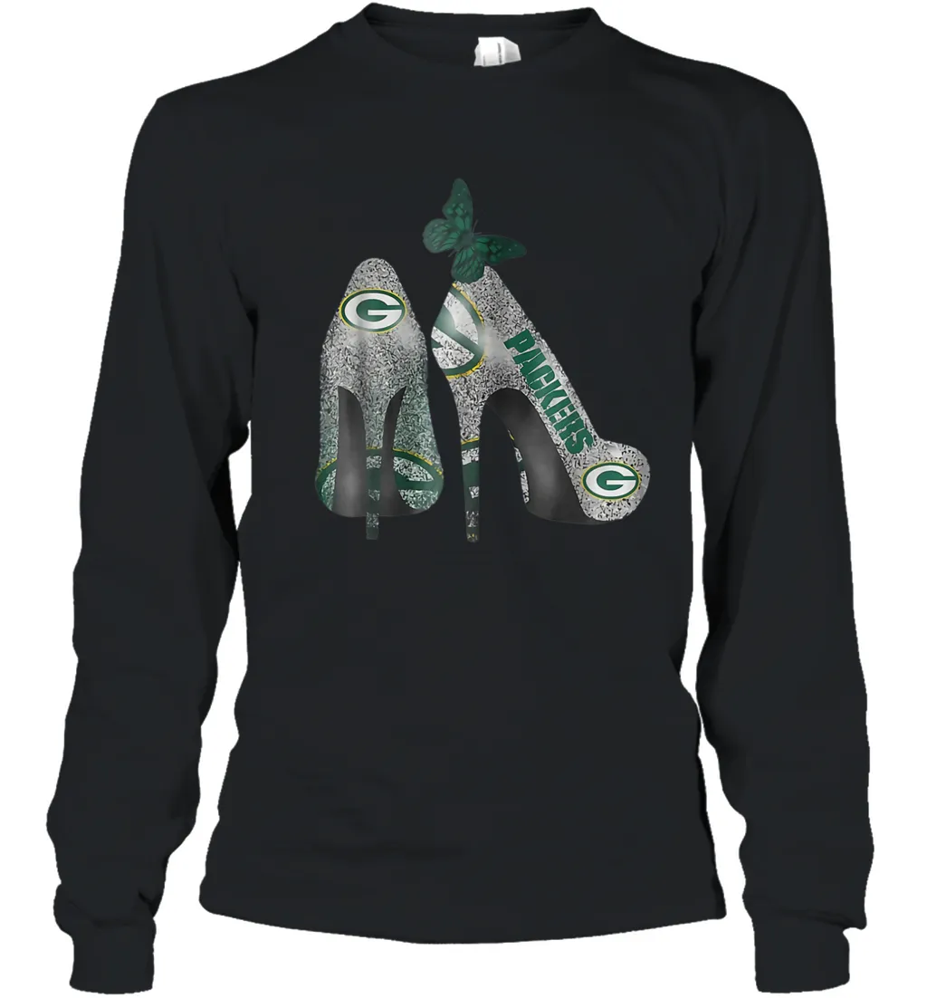 NFL Green Bay Packers Rhinestone High Heels Youth Long Sleeve T-Shirt