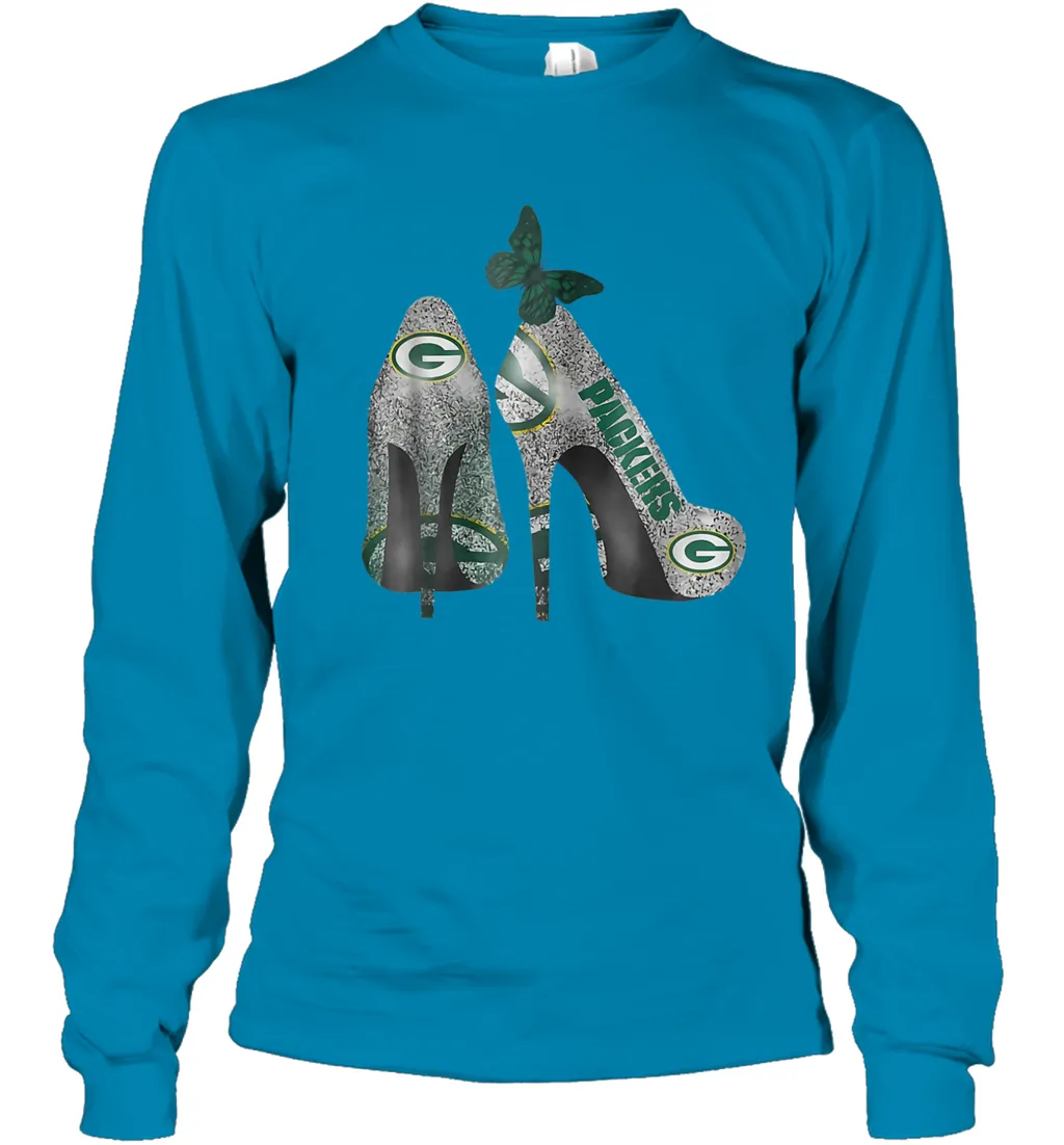NFL Green Bay Packers Rhinestone High Heels Youth Long Sleeve T-Shirt