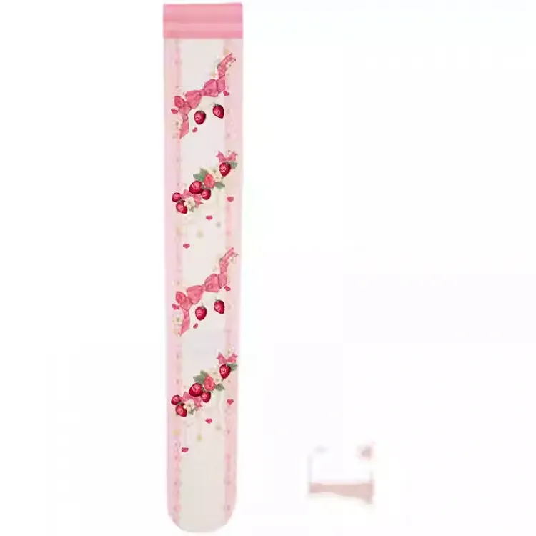 Pink Strawberry and Bow Print Lolita Over Knee Stockings