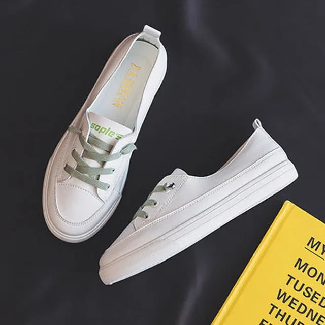 PLAYSIWCH Fashion Women 's Shoes 2020 Summer Style White Shoes Women PU Leather Solid Color Women 's Shoes Casual Sports Sneakers