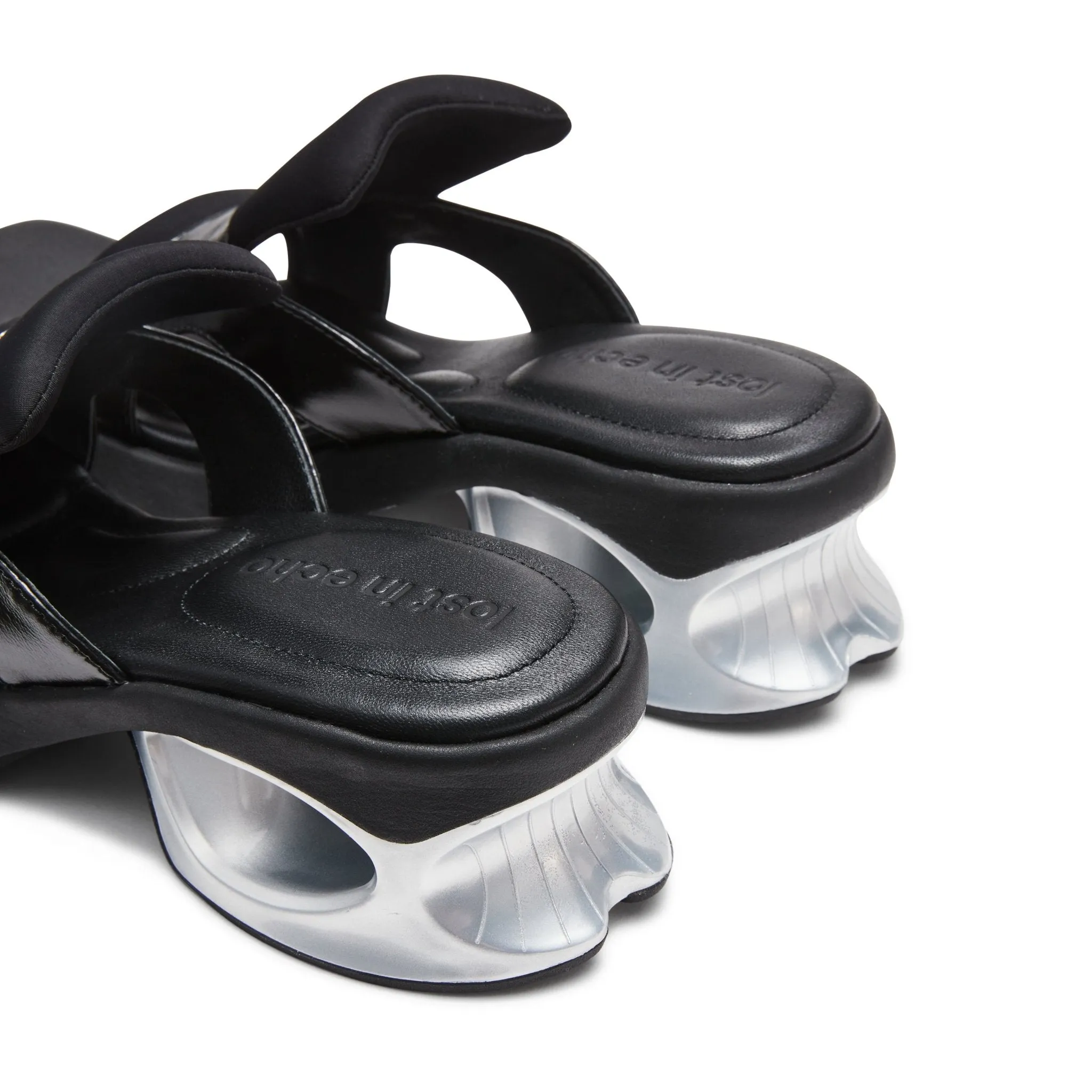 Pointed Square Toe Sports Sandals in Black
