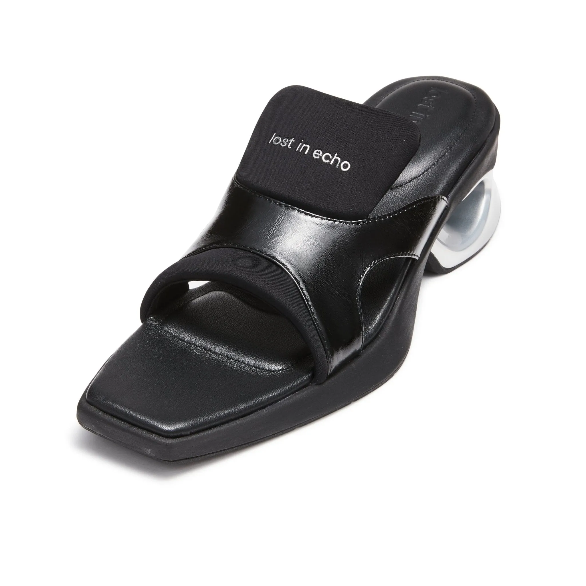 Pointed Square Toe Sports Sandals in Black