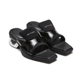 Pointed Square Toe Sports Sandals in Black