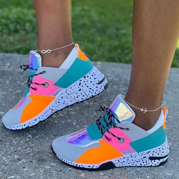 Purpdrank - Yellow Fashion Casual Patchwork Round Sports Shoes