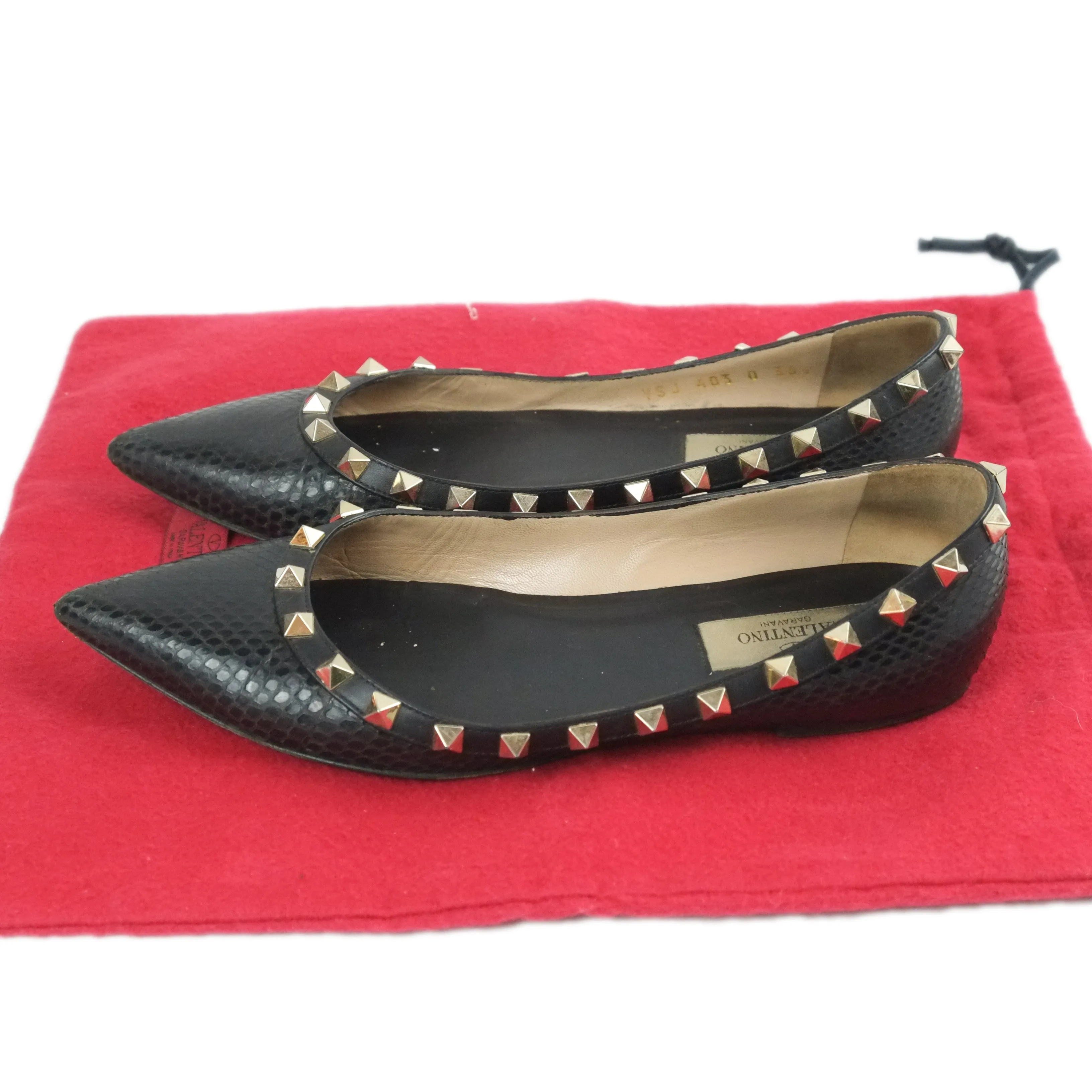 Valentino Flats Python Black